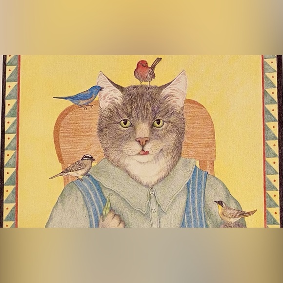 Whimsical drawing of a darling cat greeting card - Picture 3 of 6